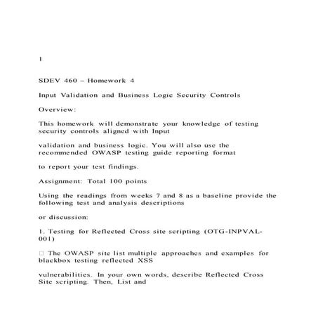 1  SDEV 460 – Homework 4 Input Validation and Busine