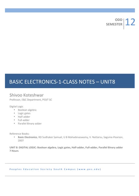 1Sem-Basic Electronics Notes-Unit8-Digital Logic