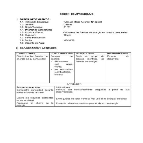 sesion de aprendizaje primaria