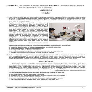 1º simulado ENEM - Matematica e Lin...