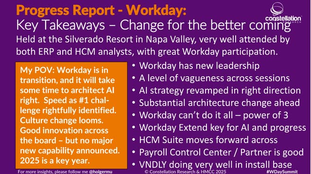 Progress Report - Workday Analyst Summit 2025 - Change fo the better coming