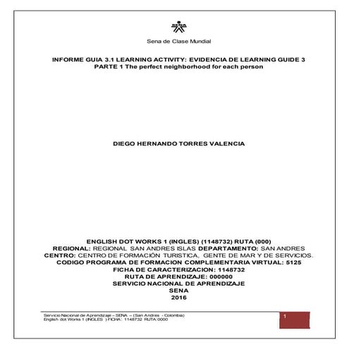  solucion de evidencia 3 3  the perfect neighborhood for each person