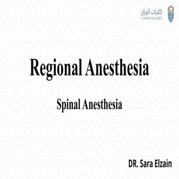 1 SPINAL ANESTHESIA  anatomical background and technique