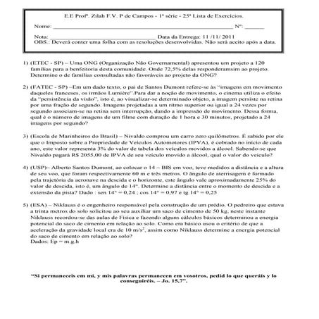 1ª série   25ª lista