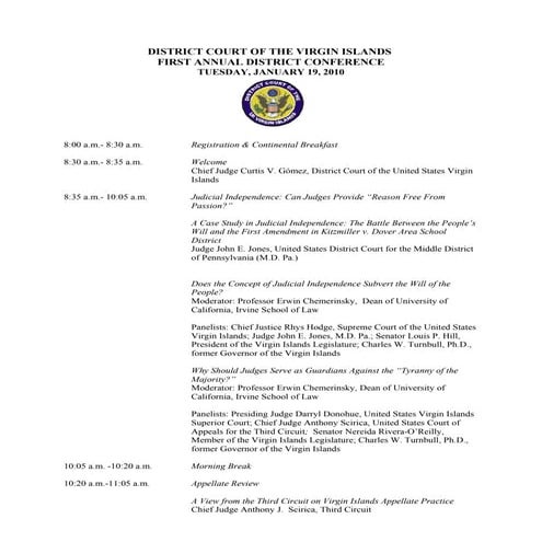 1st  Annual  District  Conf  Agenda (Virgin Islands)