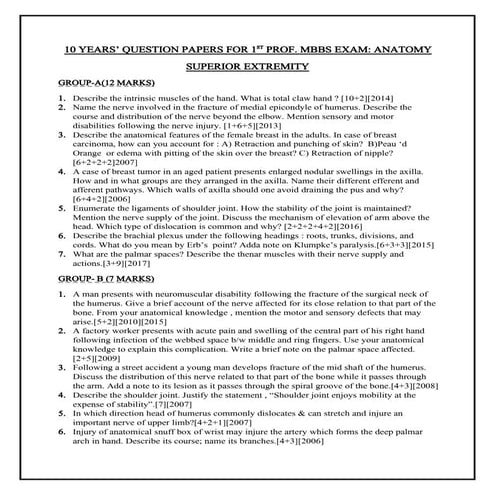 Upper limb mcqs | PDF
