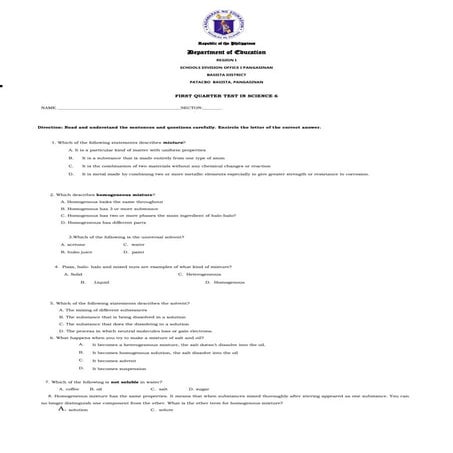 First Quarter Examination in Science  6.docx