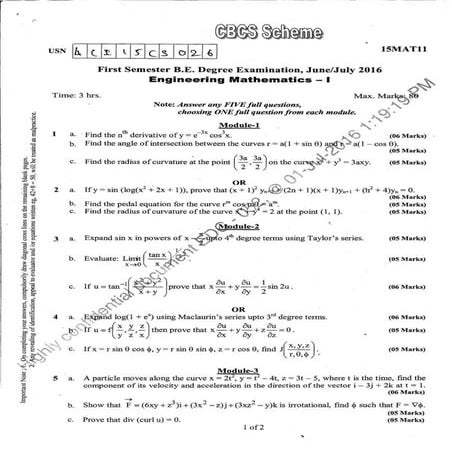 1st and 2nd semester VTU BE CBCS Scheme P cycle  question papers june 2016