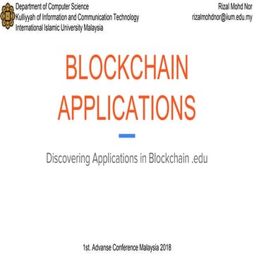 Discovering Blockchain Applications in Education