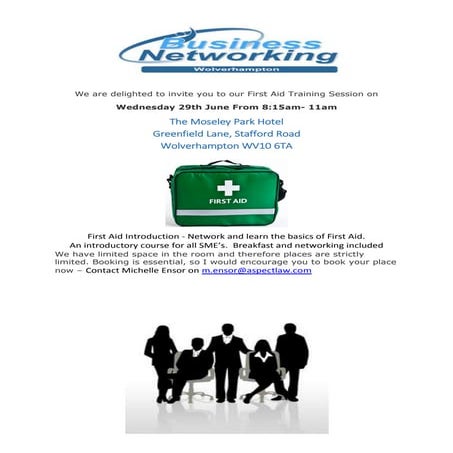 Business Networking Wolverhampton First Aid Training and Networking