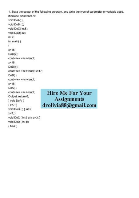 1 State the output of the following program and write the .pdf ...