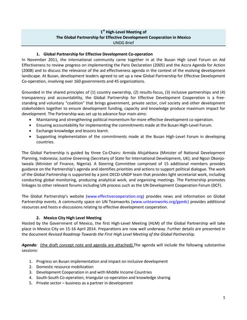 1st high level meeting of the global partnership for effective development cooperation in mexico undg brief