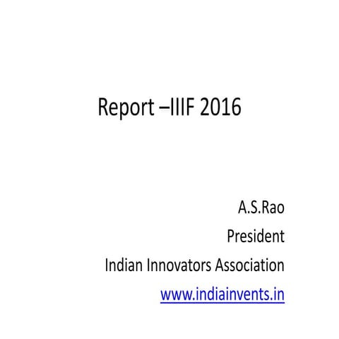 First India International Innovation Fair report ,