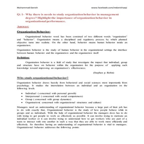 Organizational behaviour | DOCX
