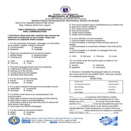1st Periodical Exam in Oral Communication_Answer Key.docx