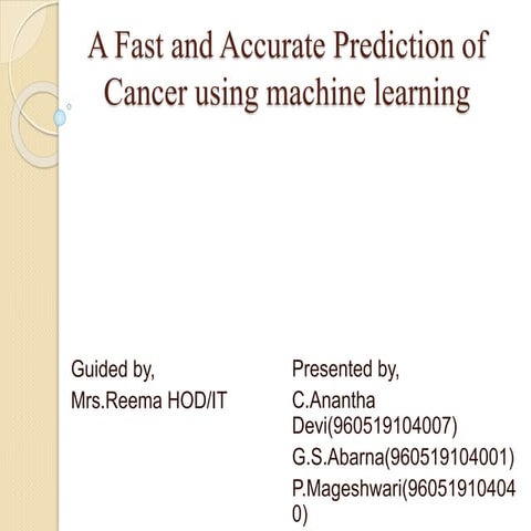 Early Stage Cancer Prediction Using Machine Learning Models.pptx
