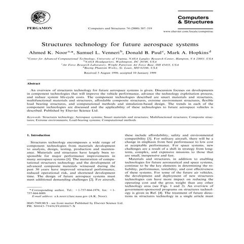  structures technology for future aerospace systems