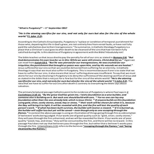 1st September 2017 - What is Purgatory?