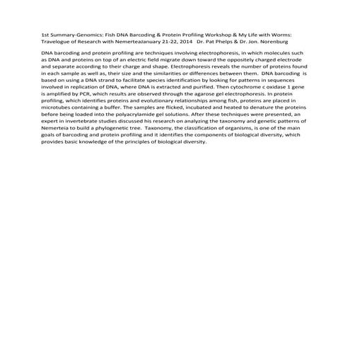 1st summary rise.1st Summary-Genomics: Fish DNA Barcoding & Protein Profiling...