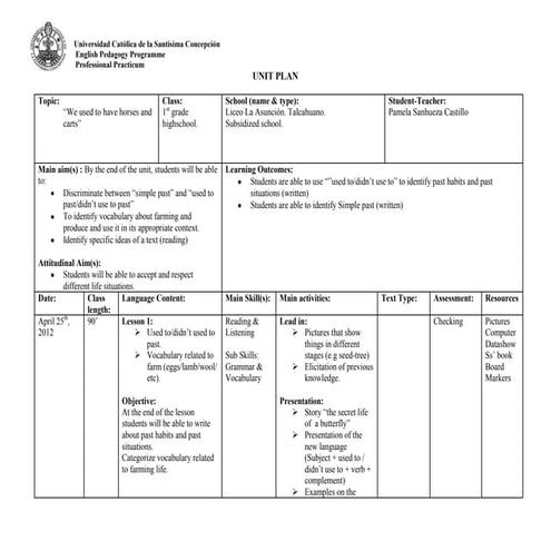 1st unit plan lla 1ro medio pamela