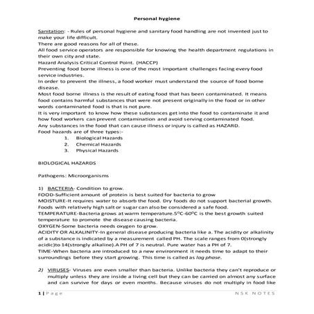 BSc HOTEL MANAGEMENT 1st year notes1