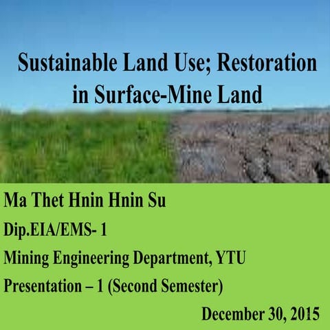 (1) sustainable land use
