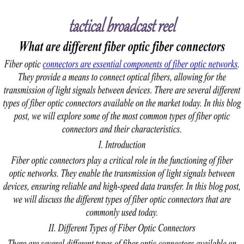 tactical broadcast reel