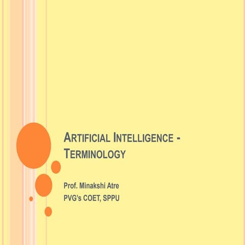 Artificial Intelligence: Basic Terminologies