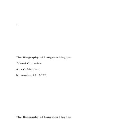 1  The Biography of Langston Hughes .docx