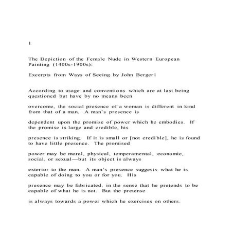 1  The Depiction of the Female Nude in Western European 