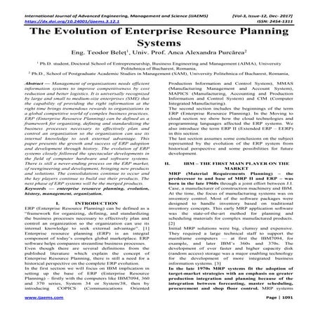 The Evolution of Enterprise Resource Planning Systems