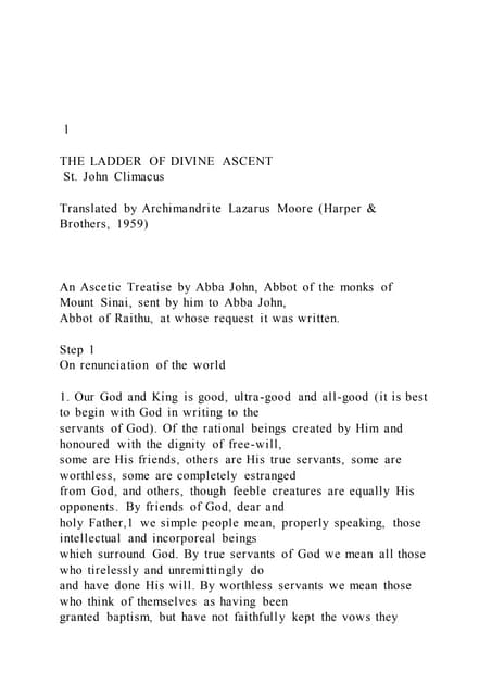 1 The Ladder Of Divine Ascent St John Climacus T Docx 1 The Ladder Of Divine Ascent St John Climacus T Docx