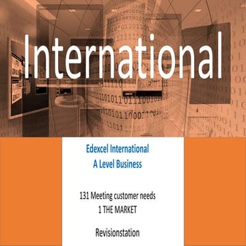 NEW Pearson Edexcel International A Level Business (131) 1 The Market 