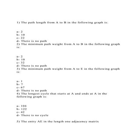 1) The path length from A to B in the following graph is .docx