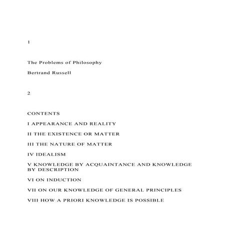 1 The Problems Of Philosophy Bertrand Russell Docx