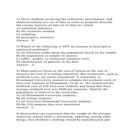 1) Those methods involving the collection, presentation, and chara.docx