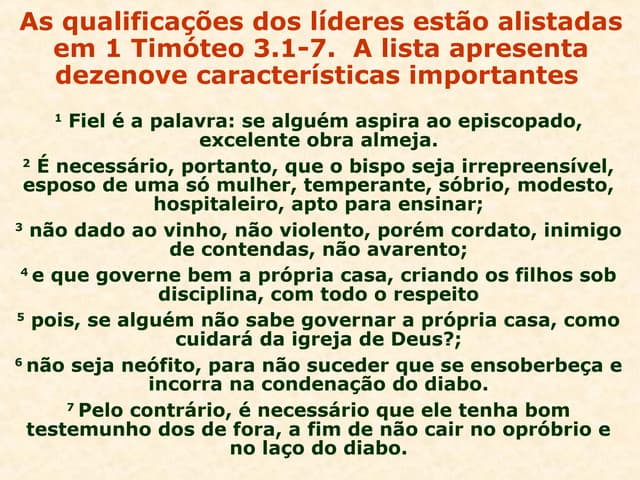 1 timóteo 3.1 7 - os três c's na es...