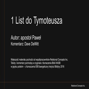 1 List do Tymoteusza Rozdział 1 | PPT