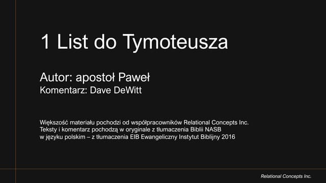 1 List do Tymoteusza Rozdział 1 | PPT