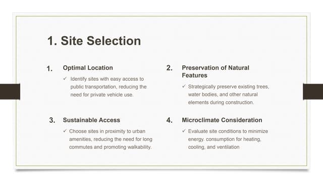 Green Building - Site selection and development | PPTX