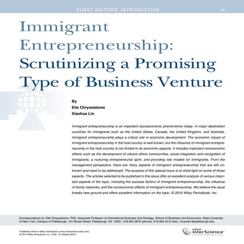 1 type of business immigrant entrepreneurship