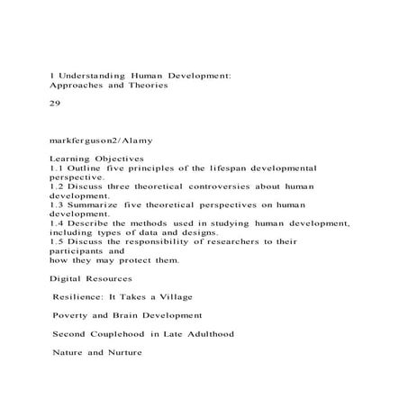1 Understanding Human DevelopmentApproaches and Theories