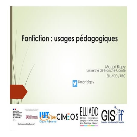 Colloque HUMANE, Dijon, le 16-12-2020. Magali Bigey. Fanfiction : usages pédagogiques.