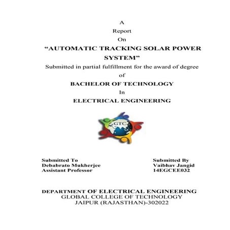 report on automatic tracking  solar power system 