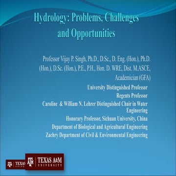 Hydrology modelling related informations