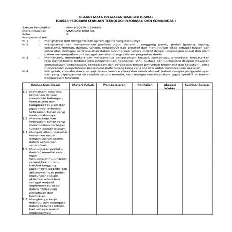 Silabus Mata Pelajaran Simulasi Digital By Seamolec Pdf