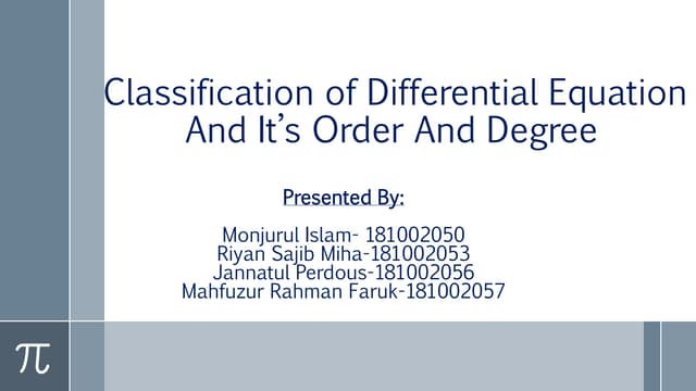 Differential equation and its order and degree