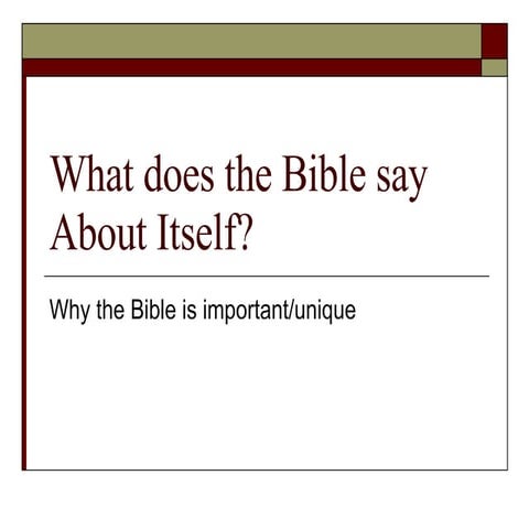 What Does The Bible Say About Itself | PPT