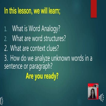 Word Analogy Lesson English First Quarter 2020