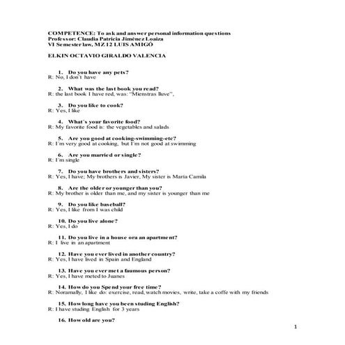 PREGUNTAS BÁSICAS INGLES 